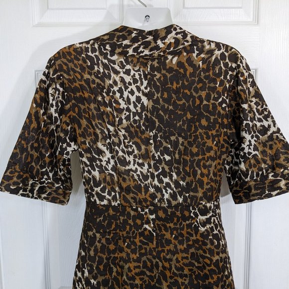 Veronica Beard Seki Leopard Printed Linen Dress - size 0 - Picture 11 of 15